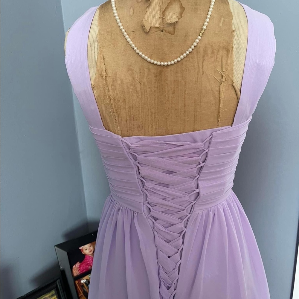 Lilac Halter Pleated Dress,Chiffon size 4 Corset Lace Up Back.
